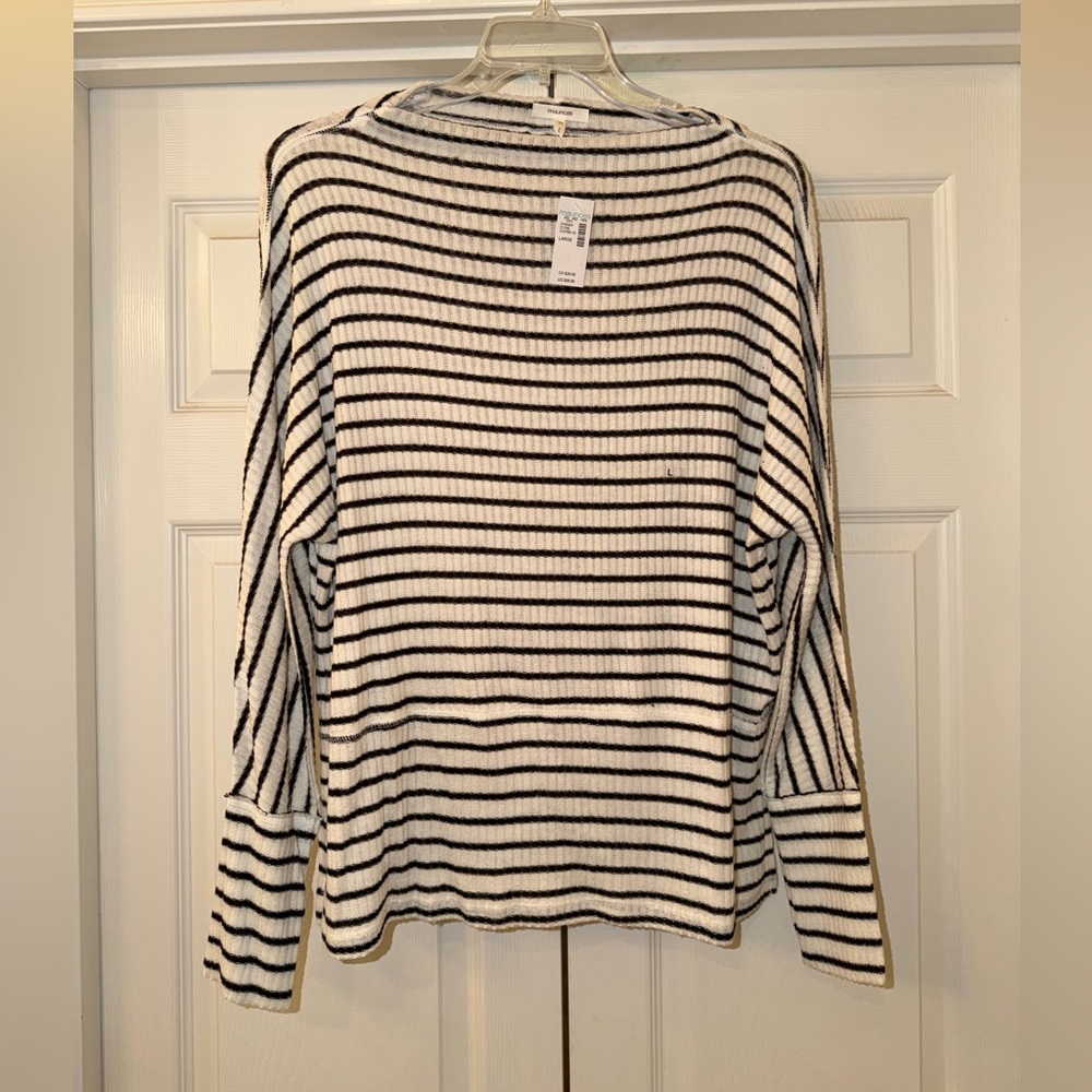 Maurices Black and White Striped Long Sleeve Top